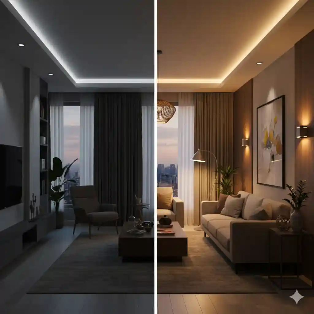الإضاءة في تصميم الديكور الداخلي